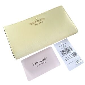 Kate Spade Lemon Fond Saffiano Leather Large Slim Wallet NWOT